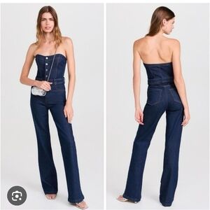 PAIGE Sansa Jumpsuit Denim Strapless in Calix